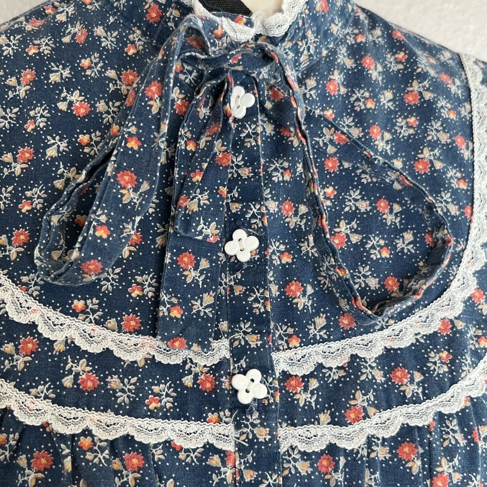 Gunne Sax Vintage 1970's Cottagecore Puff Sleeve Floral Sz 9 Midi Dress - Picture 10 of 16